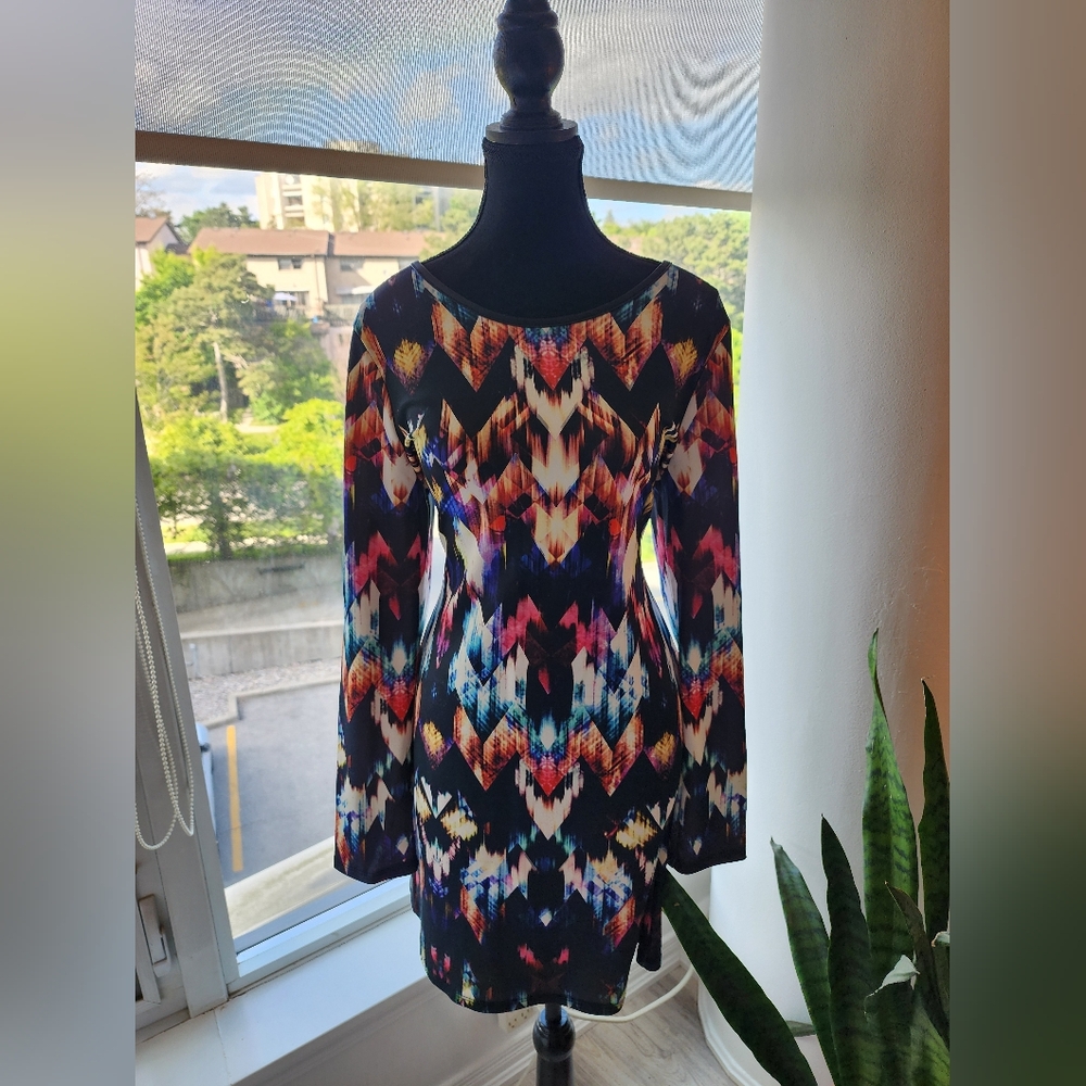 Black and Orange Boxy 3/4 Sleeve Tunic